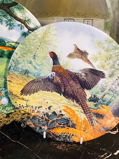 Set of 2 Wedgwood & Royal Grafton Pheasant Decorative Plates – England (1987)