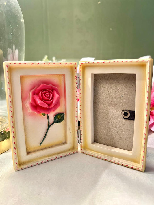 Pink Rose Hinged Double Photo Frame 4.5"