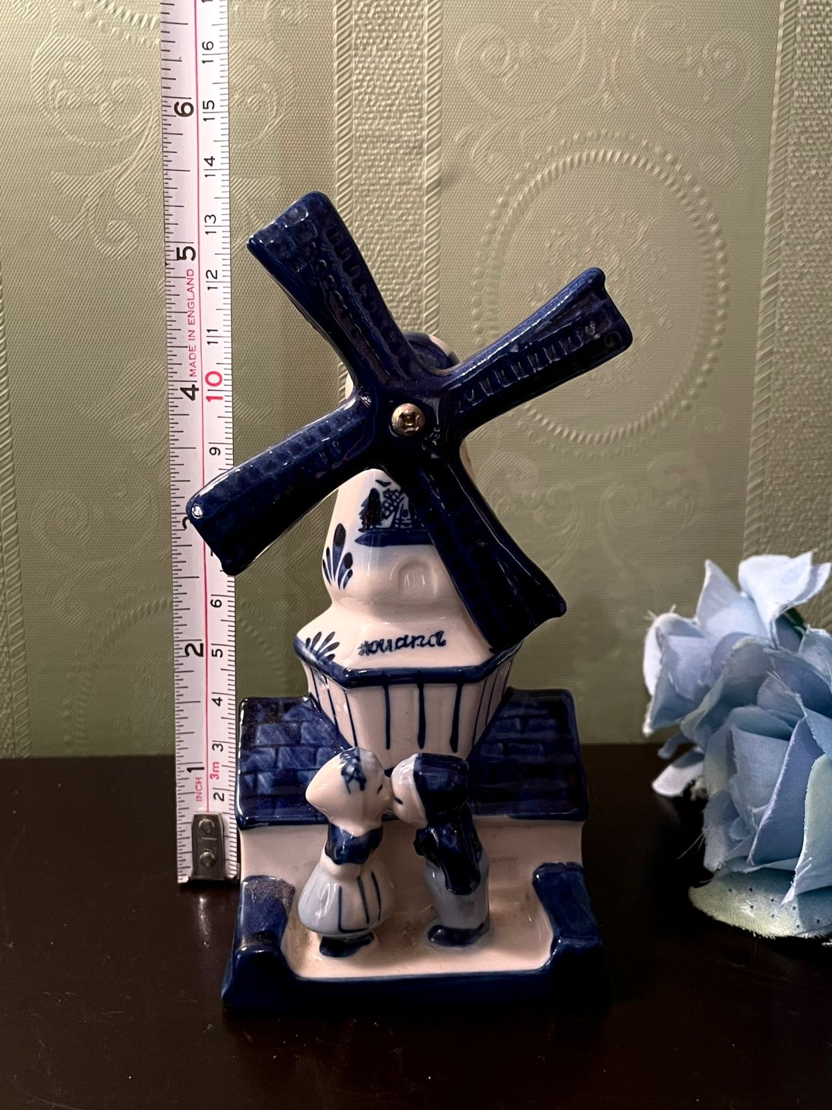 Delft Blue Ceramic Holland Windmill Figurine 5 Inch