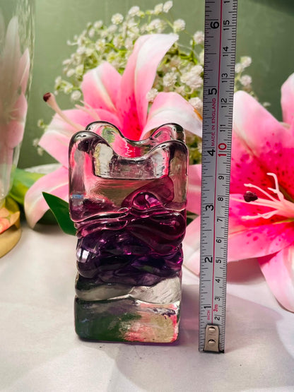 Purple Swirl Crystal Candle Holder Approx. 9 cm