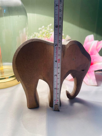 Hand-Carved Wooden Elephant Figurine Approx. 12 cm