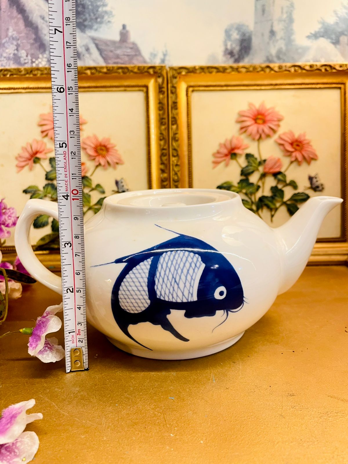 Cameo China Fish Ceramic Teapot