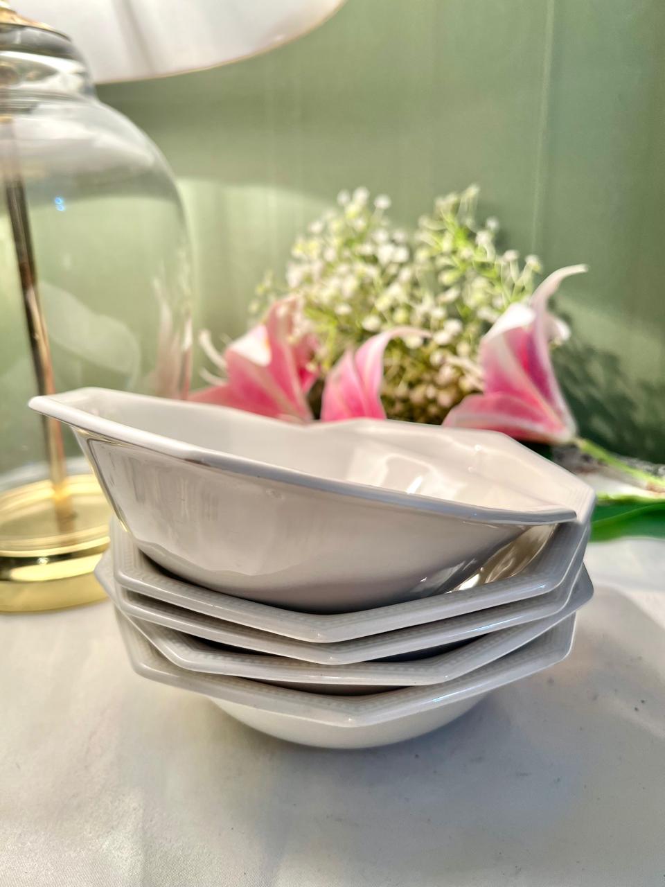 Johnson Brothers White Octagonal Bowls Set of 5 – Made in England