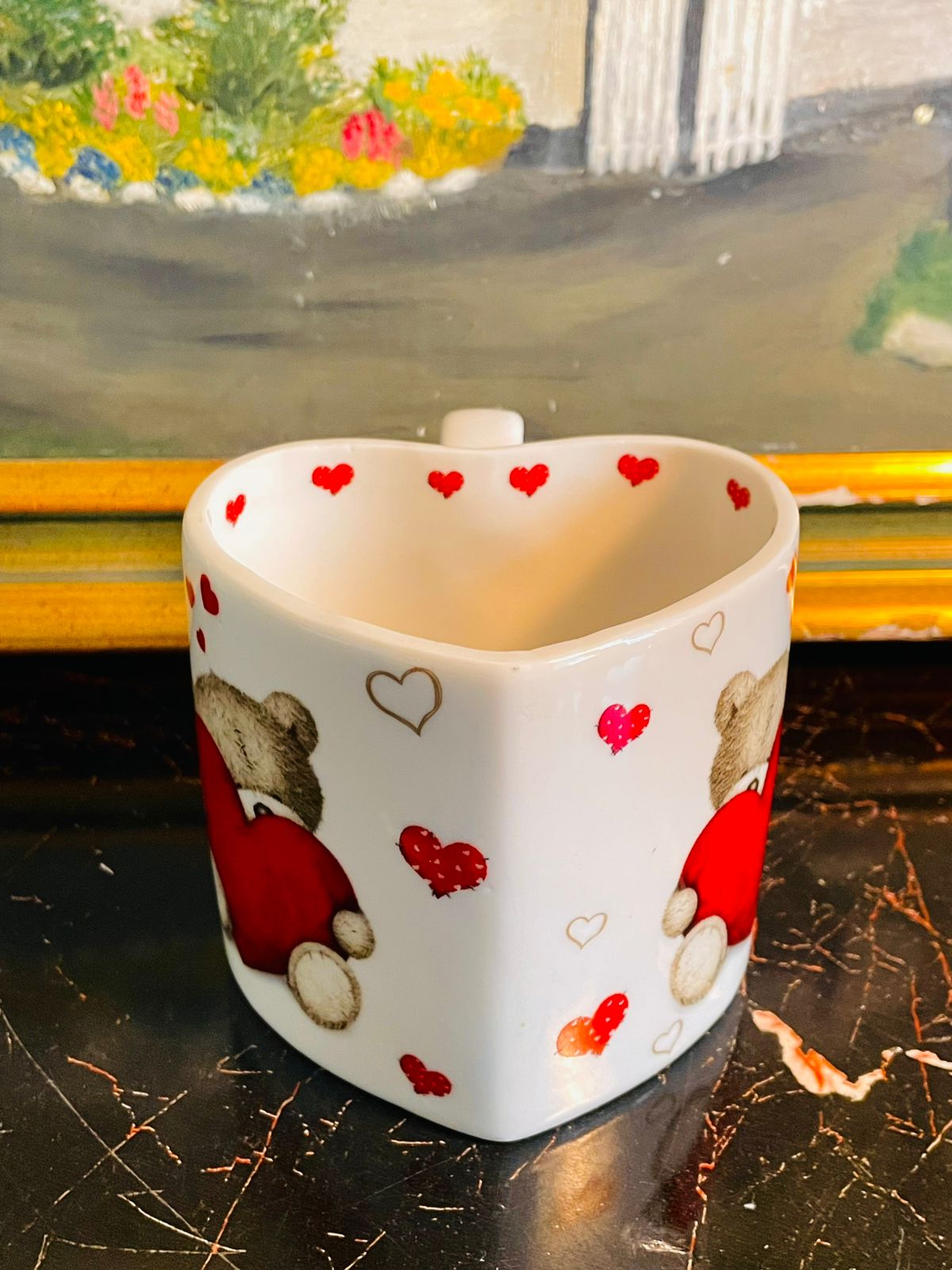 Heart-Shaped “Hugs” Bear Mug – Valentine Gift – Cute Ceramic Cup