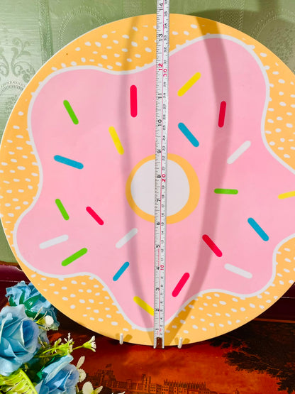 Pink Donut Round Serving Tray or Platter – 13 Inch