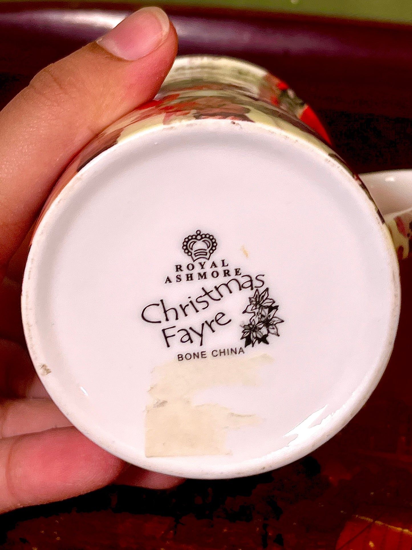 Royal Ashmore Christmas Fayre Bone China Mug Vintage Christmas Design