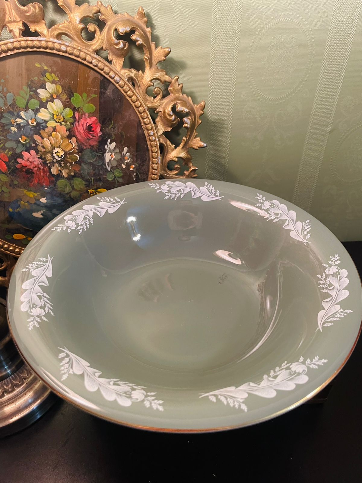 Lord Nelson Ware Green Floral Serving Bowl 9 Inch
