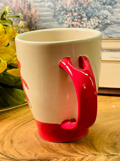Coeur d’Alsace Red Plaid Couple Mug – French Ceramic Cup