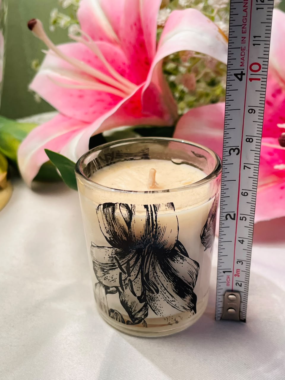 Floral Crystal Candle Holder Approx. 7 cm