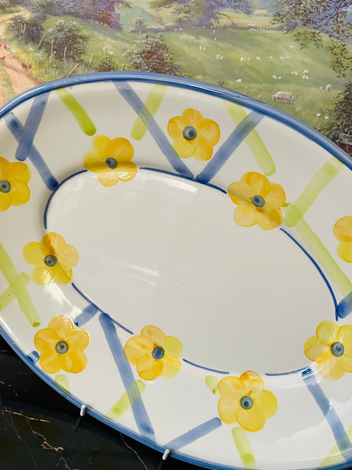 Vintage Hand-Painted Extra Large Serving Platter – Large Ceramic Dish, Oven Safe Made in England
