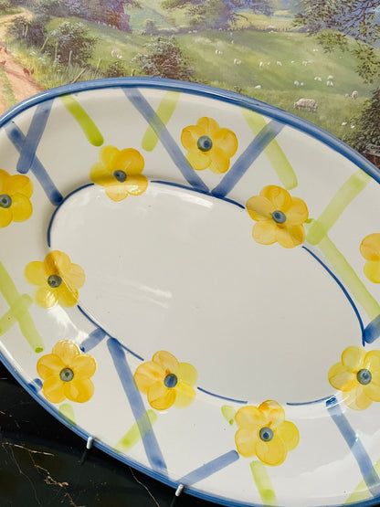 Vintage Hand-Painted Extra Large Serving Platter – Large Ceramic Dish, Oven Safe Made in England
