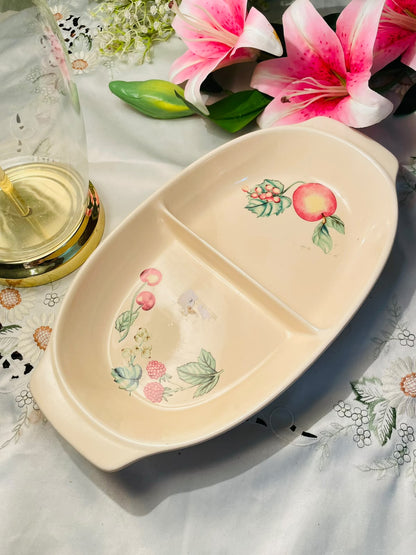 Vintage Divided Fruit Serving Dish – Approx. 14 Inch