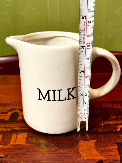 Vintage Ceramic Milk Jug | 5 Inch Farmhouse Creamer Pitcher