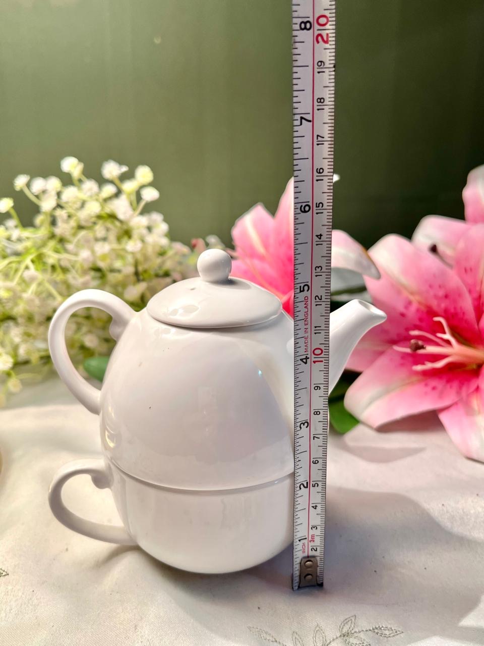 White Ceramic Stackable Tea for One Set – 2 Pieces, 5 Inch