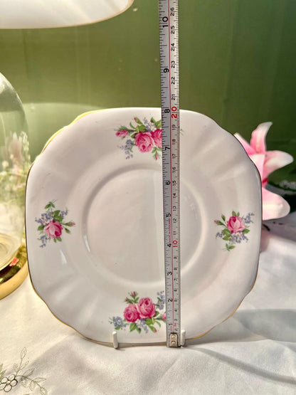 Rosina Pink Rose Bone China Cake Plater– 8 Inch