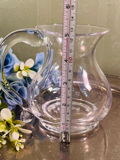 Vintage Clear Crystal Water Jug 13 cm Curved Handle