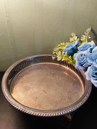 Vintage Silver Plated Gallery Tray 9 Inch