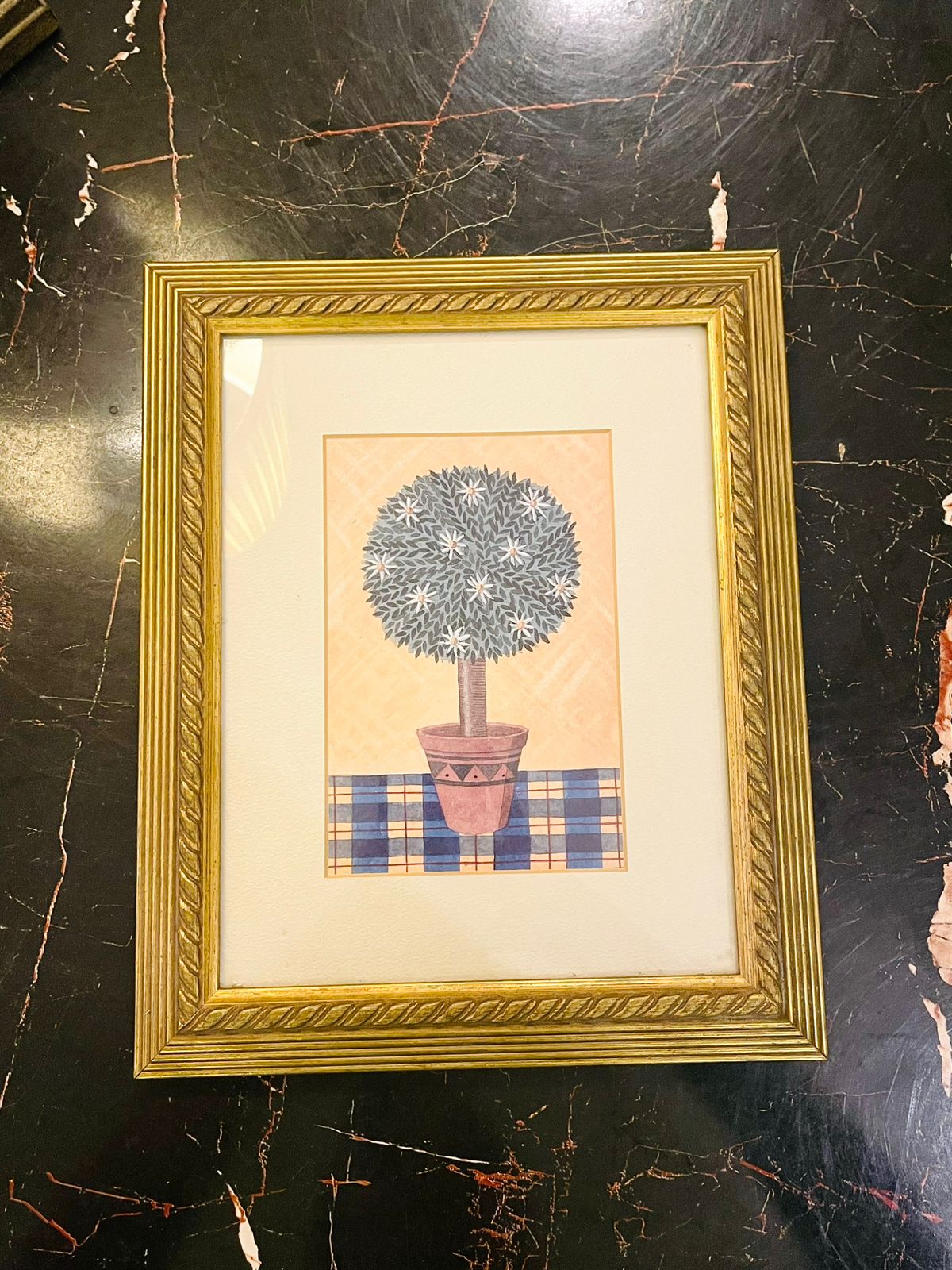 Framed Potted Topiary Floral Wall Art 10.5 inch