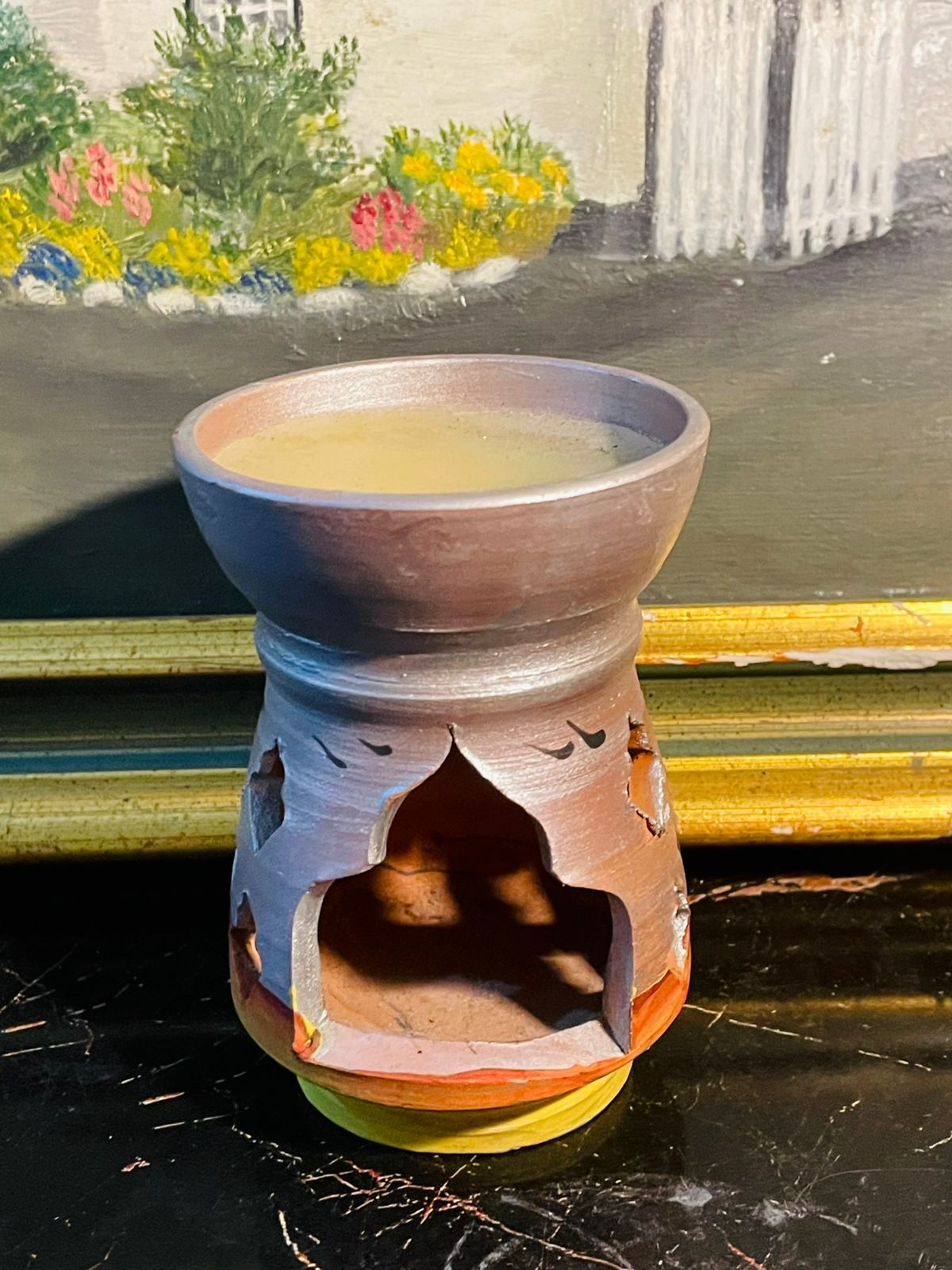 Terracotta Brownish Oil Burner – Handmade Aroma Diffuser