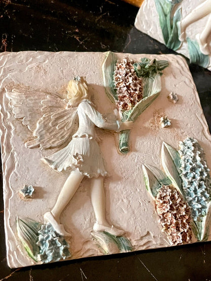Vintage 3D Fairy Wall Plaques – Handcrafted Floral Relief Art (Set of 2)