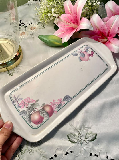 Floral Fruit Rectangular Serving Platter 14"