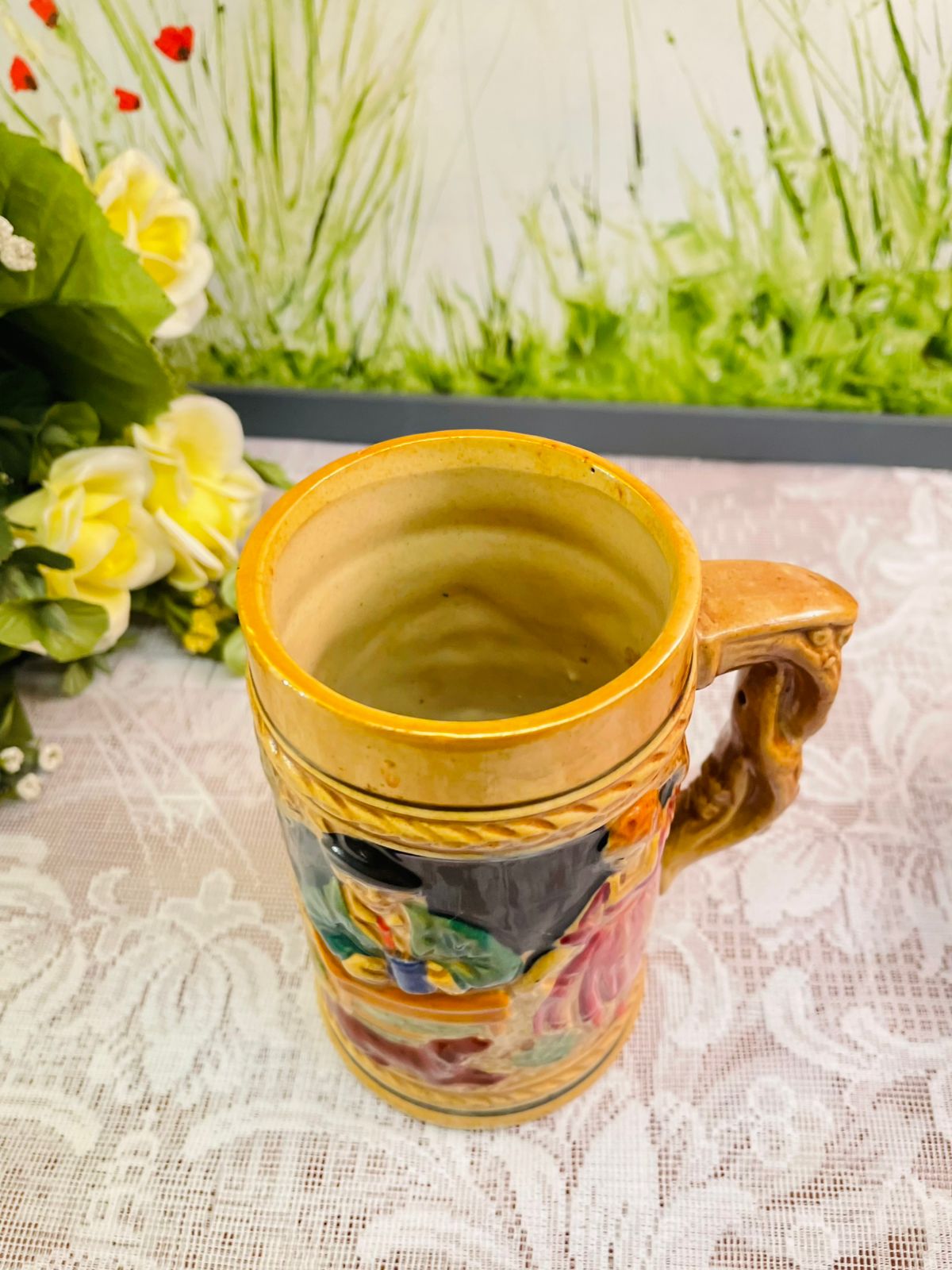 Vintage Relief Tavern Ceramic Stein Mug | Japan