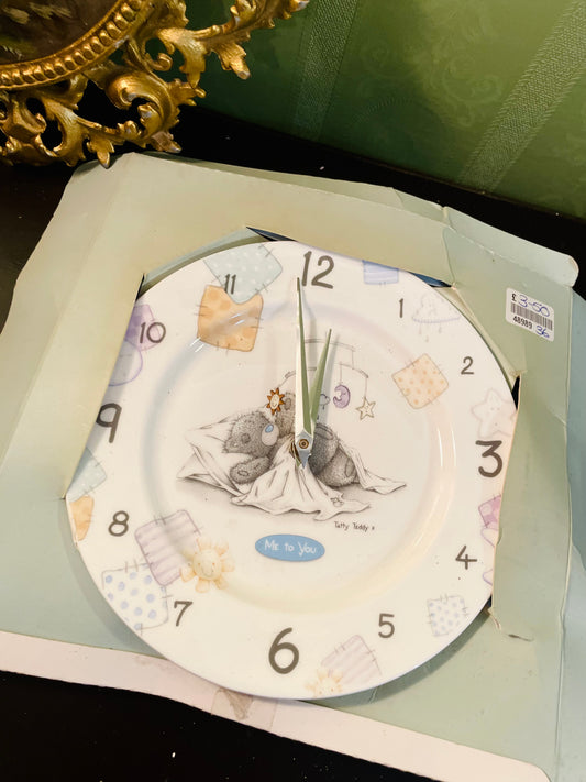 Teddy Wall Clock 8 Inch Nursery Decor