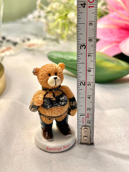 Vintage Bondage Bear Teddy Figurine Black Outfit 6 cm