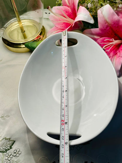 Vintage White Ceramic Oven-Safe Serving Dish Approx. 23 cm