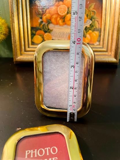 Vintage Gold Tone Photo Frame 4 Inch 3x2 Tabletop Picture Frame, Set of 2