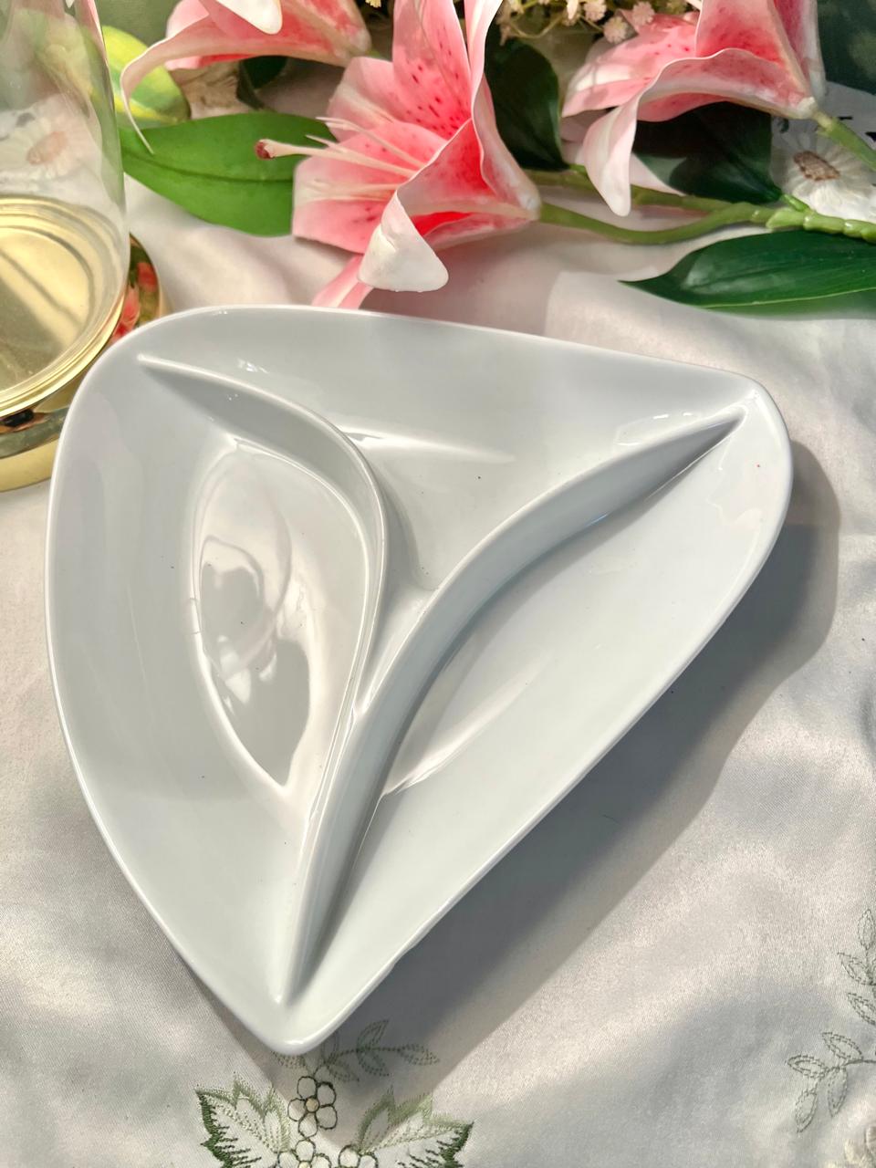 Denby White Divided Serving Dish Oven Safe 23cm