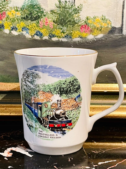 Set of 2 Vintage Bone China Mugs – The Ravenglass & Eskdale Railway Scenic Train Design