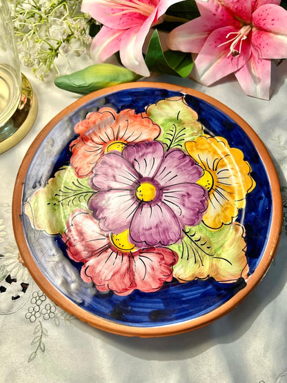 Hand Painted De Cordoba Ananag Floral Terracotta Wall Plate – 10 Inch