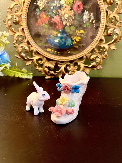 Floral Boot Planter with Bunny Set mini decor