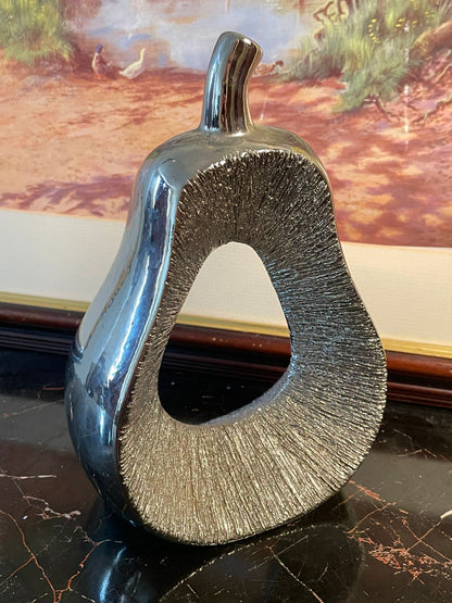 Silver Ceramic Pear-Shaped Home Decor – Modern Centerpiece