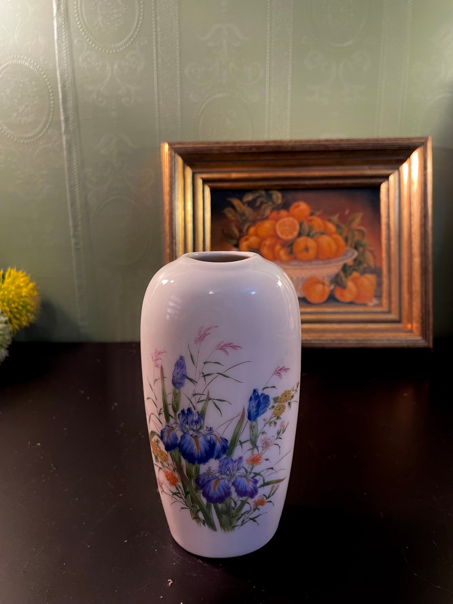 Vintage Blue Iris Porcelain Vase – 6 Inch