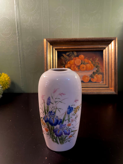 Vintage Blue Iris Porcelain Vase – 6 Inch