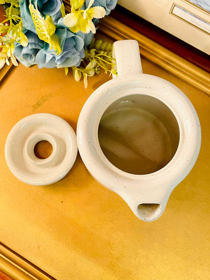 Vintage Speckled Stoneware Teapot Minimalist Ceramic Teapot