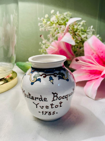 Vintage Digoin France Mustard Pot – French Ceramic Moutarde Jar – Hand-Painted Advertising Style – Approx. 9 cm