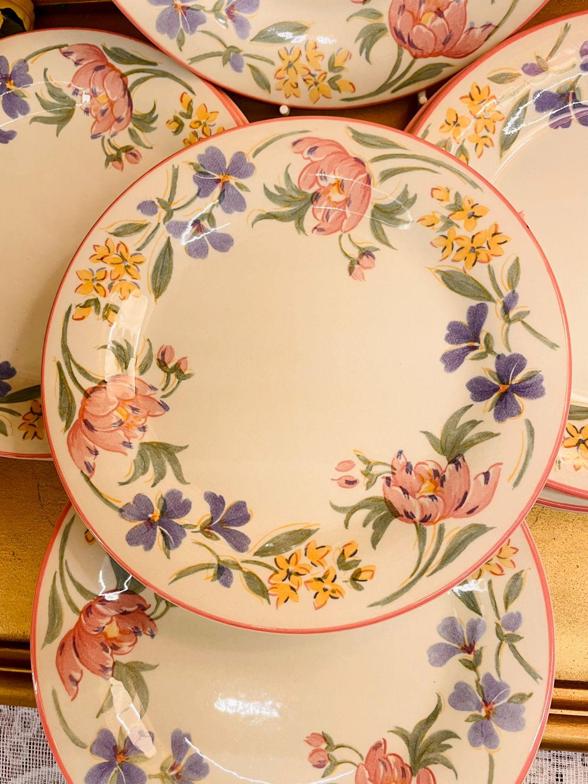 Set of 8 Staffordshire Tableware Chelsea Floral Salad Plates – Vintage English Dinnerware