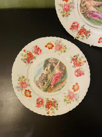 Vintage Victoria Austria Floral Cherub Plates Set of 2