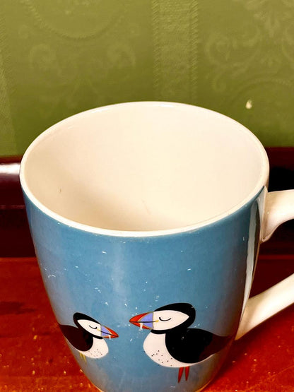 Dunelm Puffin Blue Porcelain Mug – 4"