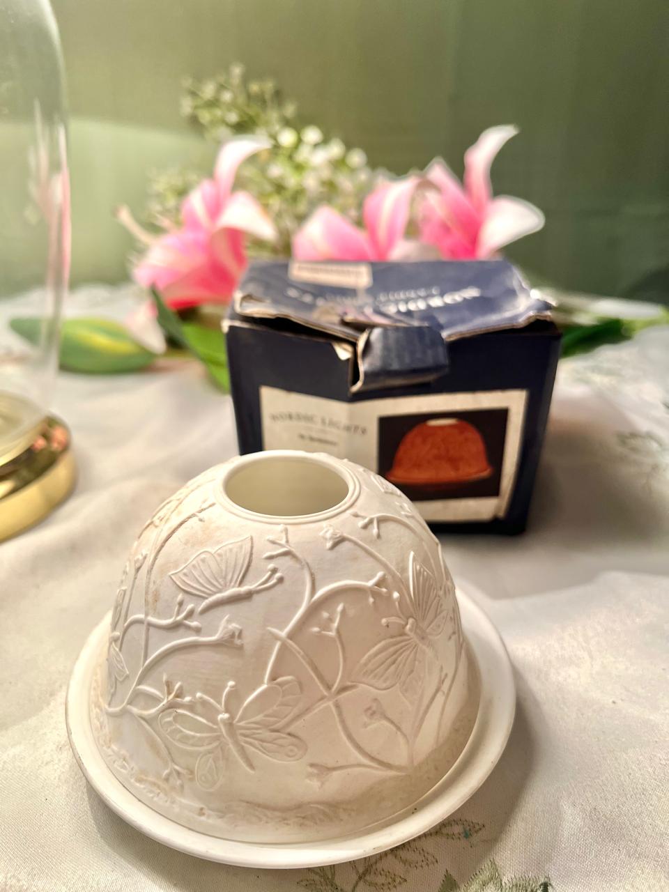 Nordic Lights White Butterfly Candle Holder – Approx. 4 Inch