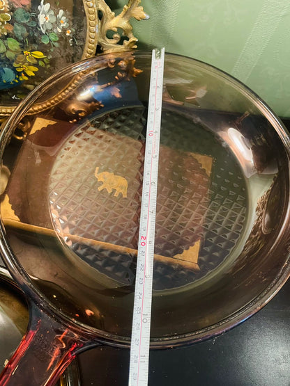 Vintage Corning Ware Amber Vision Glass Covered Skillet