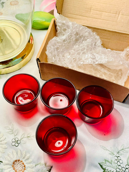 Set of 4 Ruby Red Crystal Tealight Candle Holders