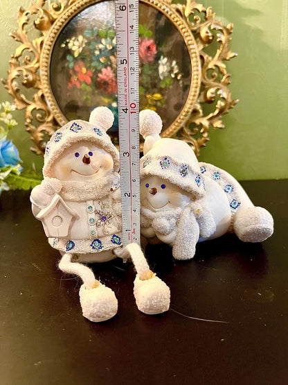 Winter Snowman Decorative Figurine Pair
