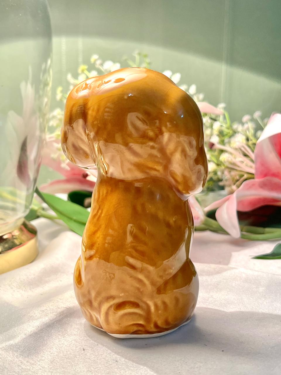 Brown Dog Ceramic Figurine Glossy Finish 13cm - 1 Piece