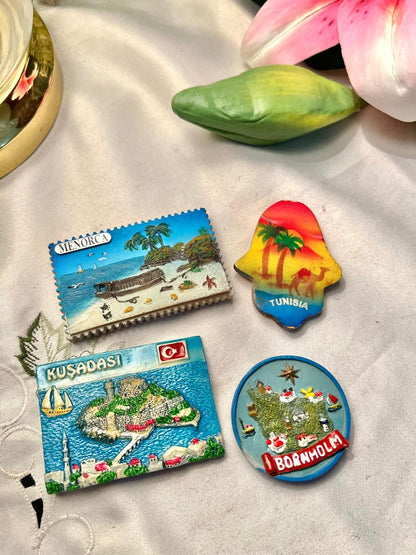 Coastal Travel Magnet Souvenir  Collection – Menorca & Scenic Decor – 4 Pcs