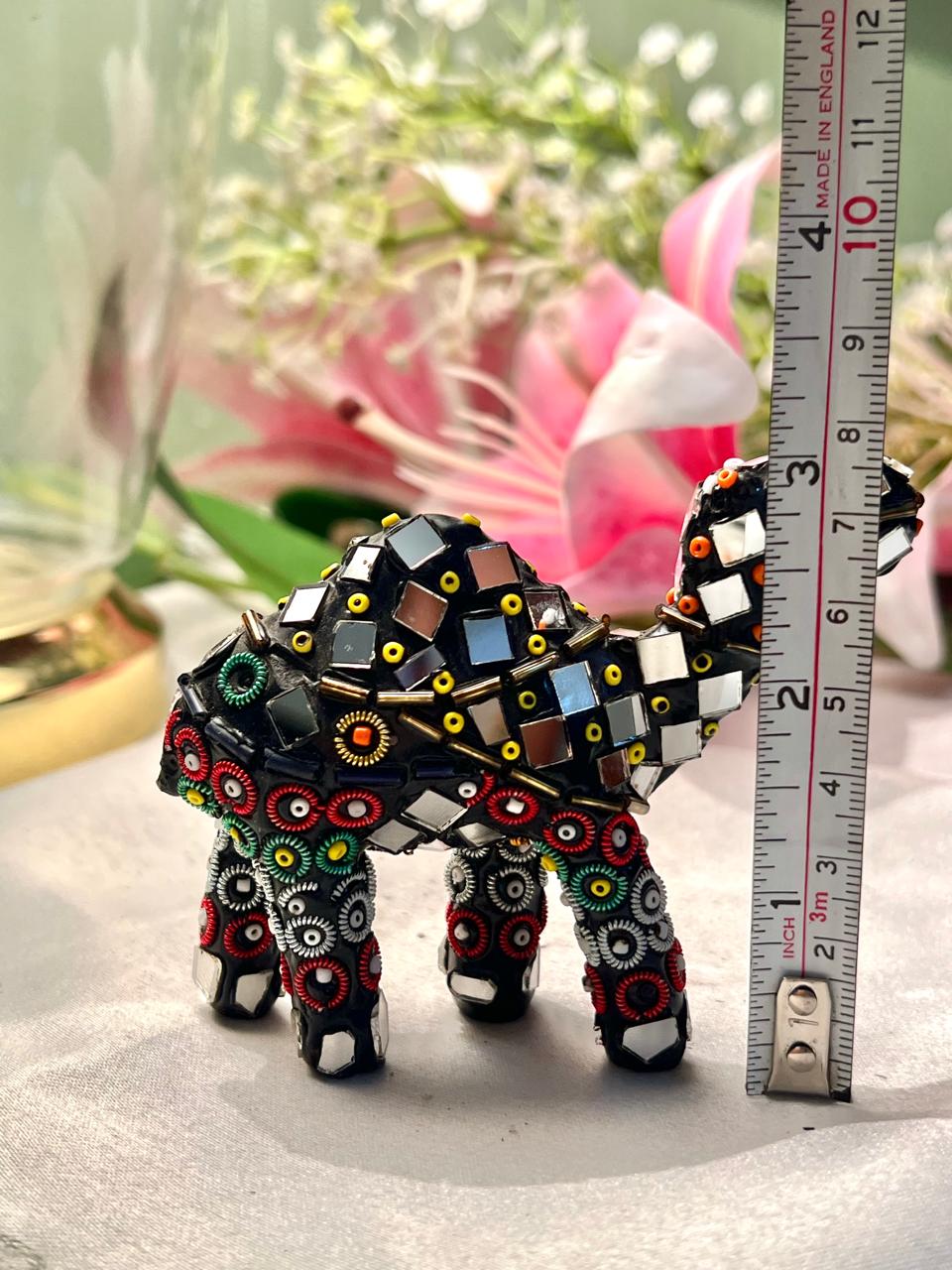 Mosaic Camel Figurine Black Mirror Detail 9cm - 1 Piece