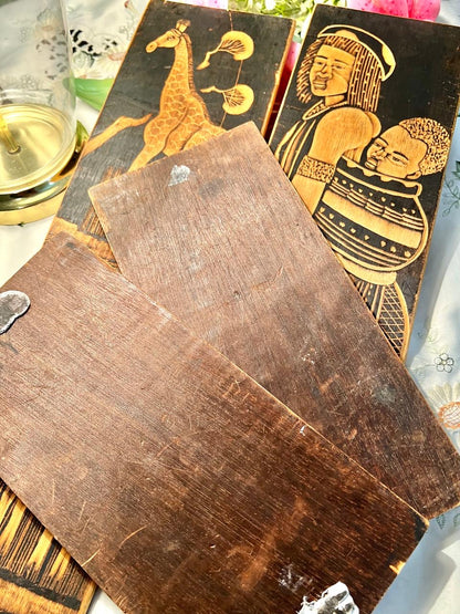 5-Piece African-Inspired Wooden Framed Artwork Set